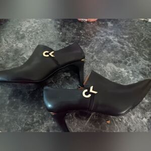 Black Women's Heels With Gold Embellishments From Calvin Klein